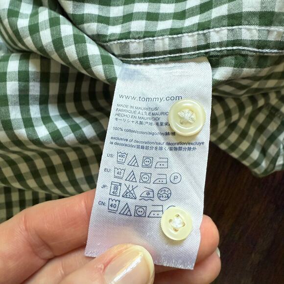 Tommy Hilfiger Green Gingham Button-Down Shirt XL Classic Fit - Picture 5 of 7